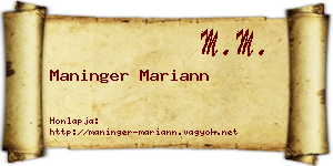 Maninger Mariann névjegykártya